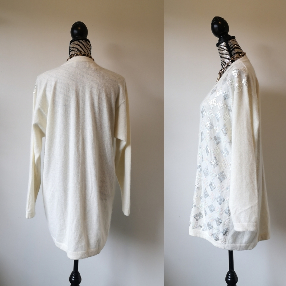 Vintage Lambswool and Angora Sequin Cardigan - Picture 2 of 6